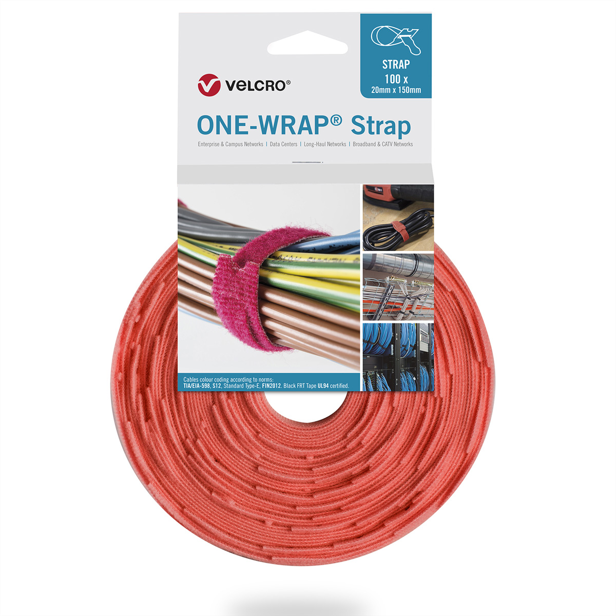 VELCRO® One Wrap® Strap 25mm x 300mm, 100 Stück, orange