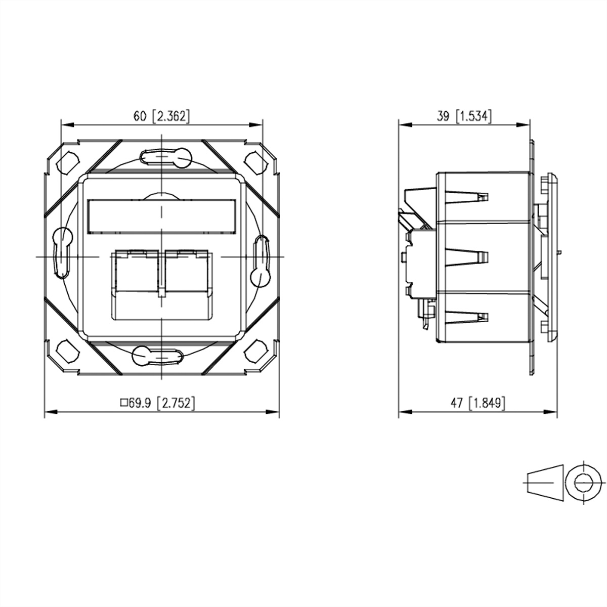 METZ CONNECT E-DAT C6A IDC Dose, 2 Port, UPk, verkehrsweiß