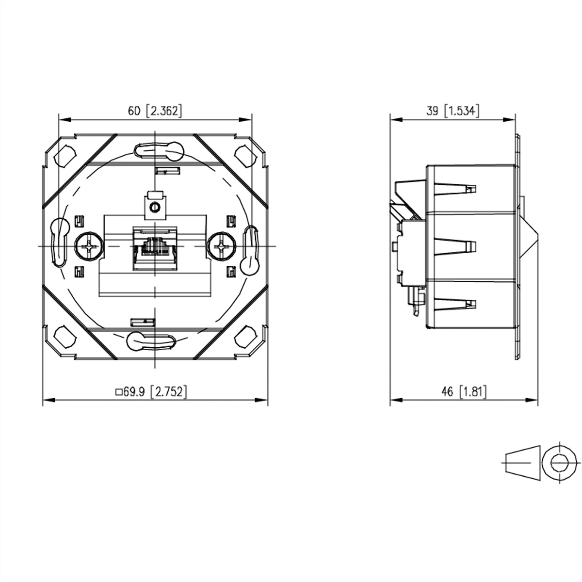 METZ CONNECT E-DAT C6A IDC Dose, 1 Port, UP0, metallisch