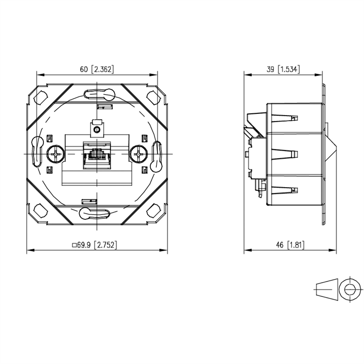 METZ CONNECT E-DAT C6A LSA++ Dose, 1 Port, UP0, metallisch