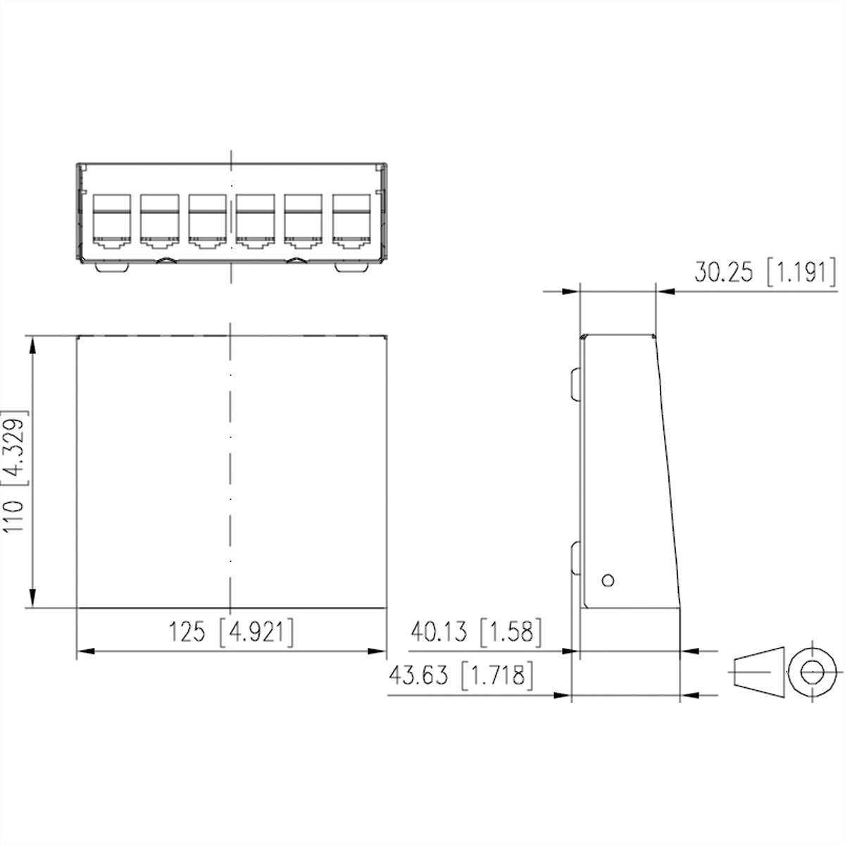 METZ CONNECT Modul AP-Gehäuse 6 Port reinweiß RAL9010,  (BILD2)
