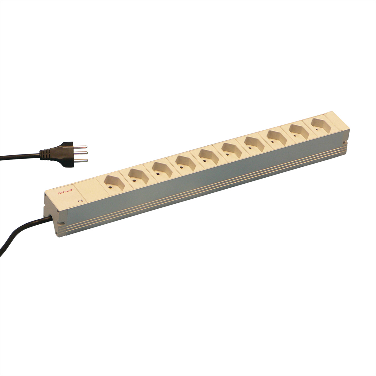 SCHROFF 19''-Leiste ohne Schalter, 10 Einsätze, Schweiz