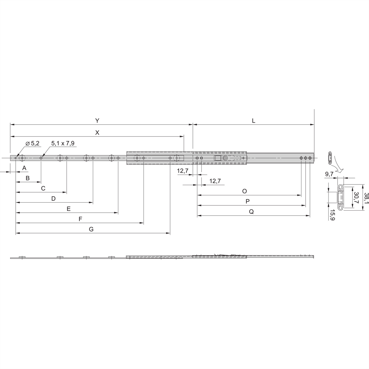 SCHROFF Universal 1 HE Teleskopschiene - TELESK.SCH.UNIV.1HE 711T (2X)