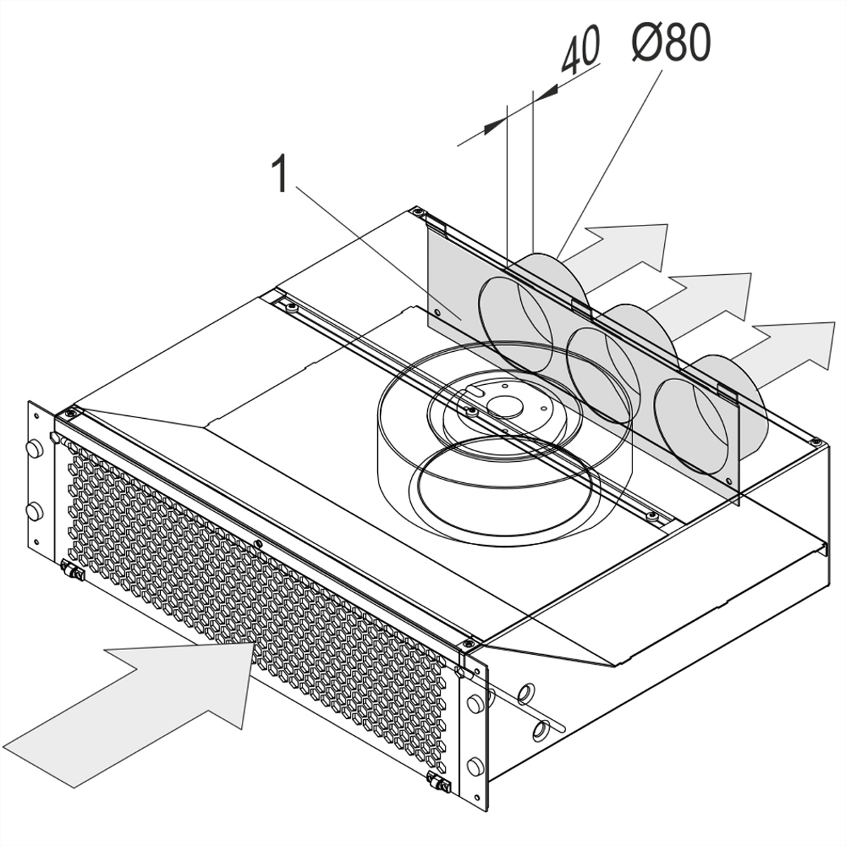 SCHROFF Luftaustritt Rückseite: Abdeckblech oben, ohne Perforation, St, 1 mm, Oberfläche AlZn Lüfter