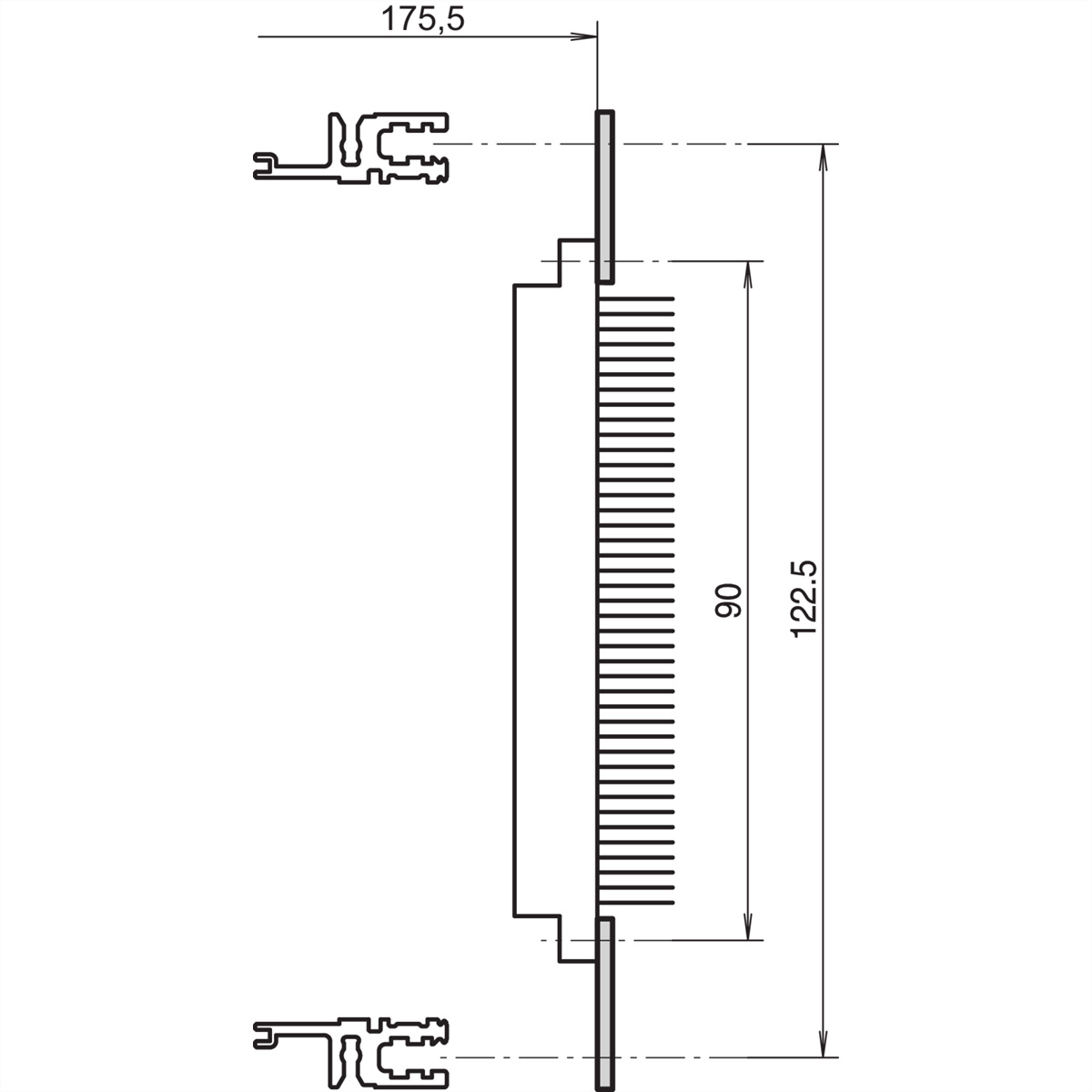 SCHROFF Lochschiene für Steckverbinder nach EN 60603-2 (DIN 41612) - LOCHSCH.20HP F DIN41612 4ST