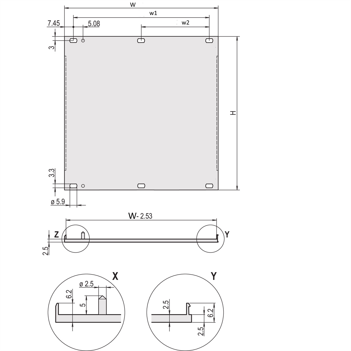 SCHROFF Frontplatten, U-Profil, schirmbar, U-FRONTPL.EMC 4HE 84TE Frontblenden