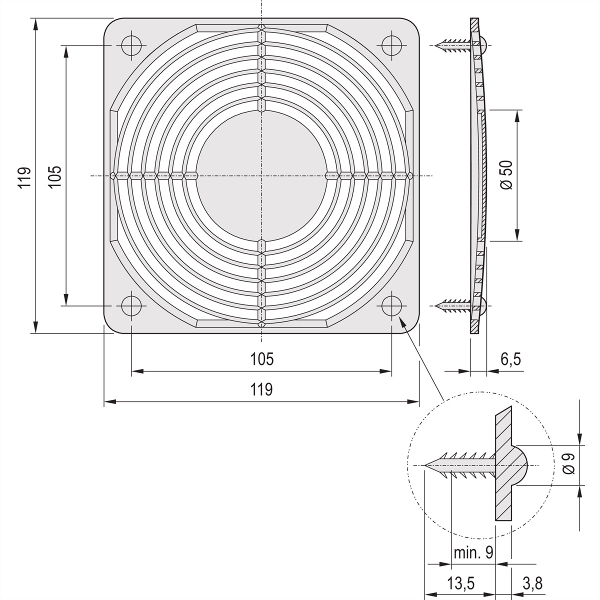 SCHROFF Befestigungsmaterial für Kunststoffgitter - NTS KUNSTSTOFF-GITTER
