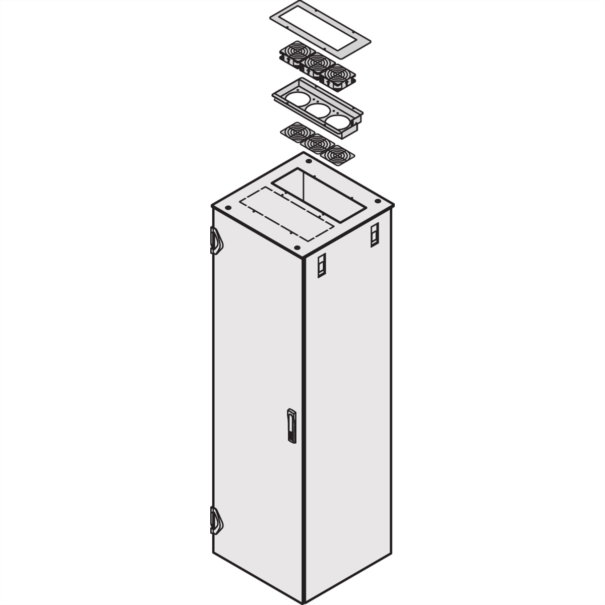 SCHROFF Flachdach mit Ausbruchzonen - DACH 800B1000T AUSBR.RAL7021