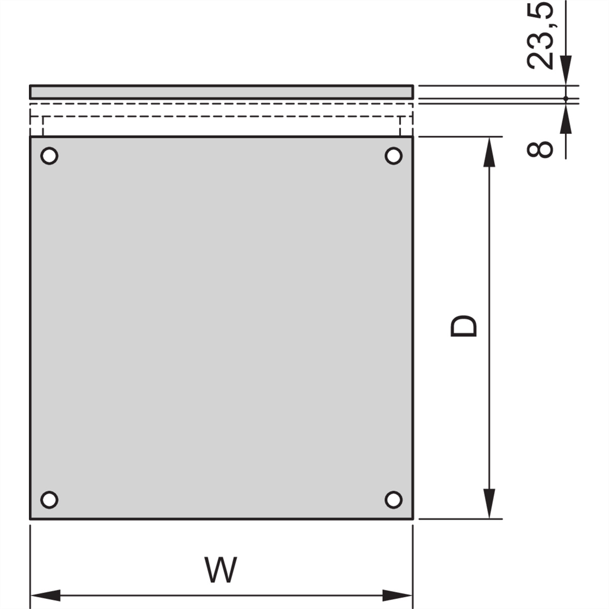 SCHROFF Dach, angehoben, RAL 7030 - DACH, ANGEHOB.600B 600T 7021