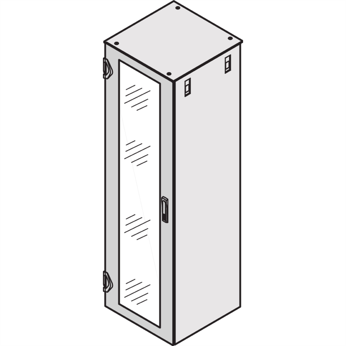 SCHROFF Glastür IP 20, 1-Punkt-Verriegelung - TUER 2200H 600B GLAS RAL7035 Varistar