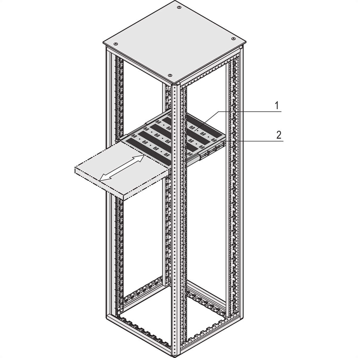 SCHROFF 19''-Fachboden ausziehbar - 19