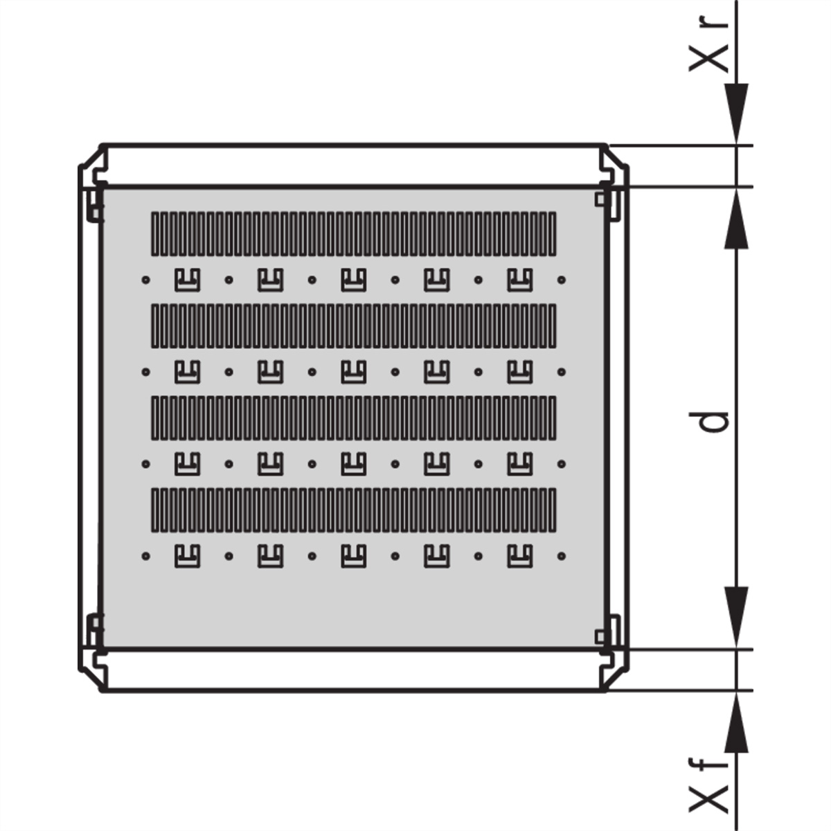SCHROFF Gestellfachboden stationär - FACHBODEN STAT.600B1100T 7035 Varistar