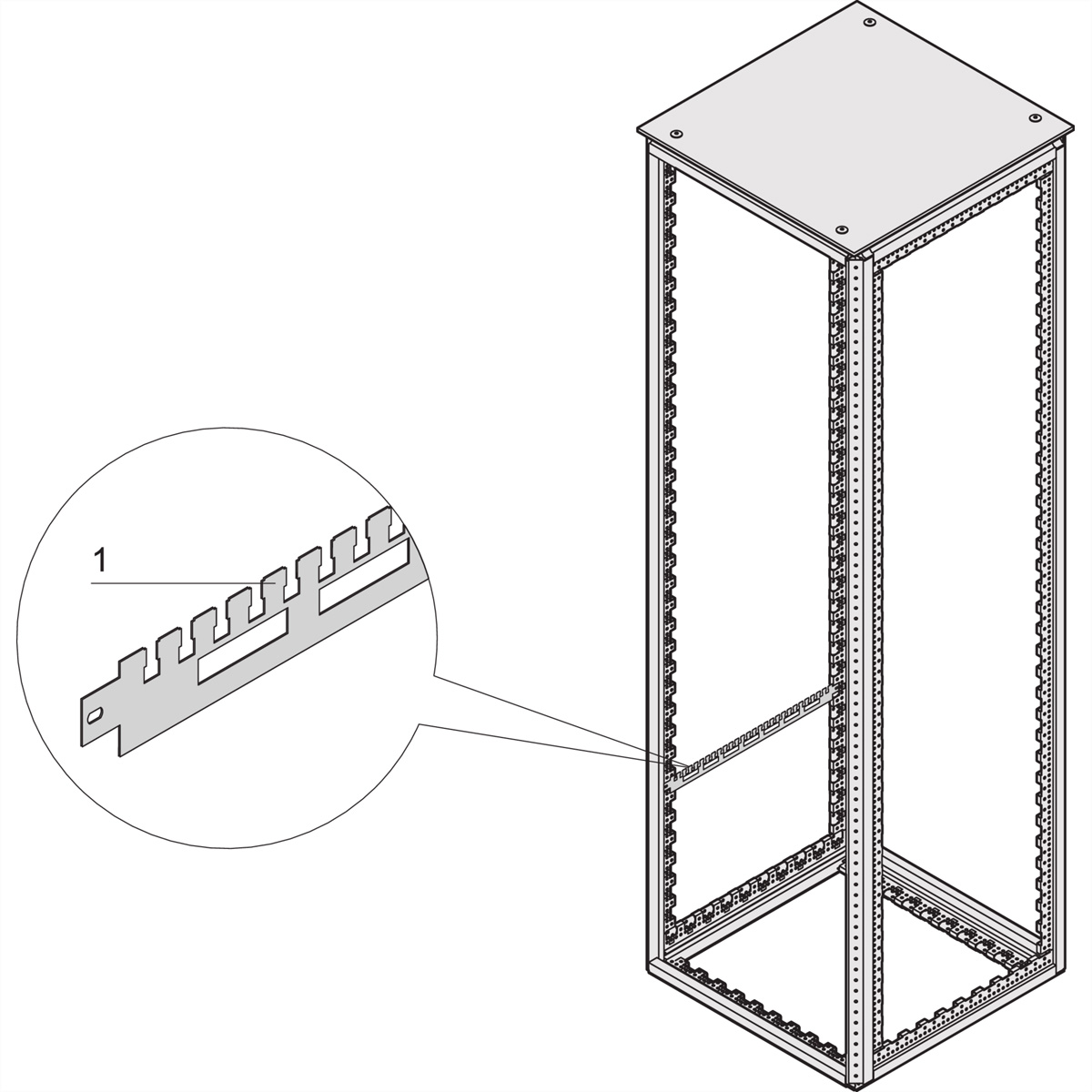 SCHROFF Kabelabfangschiene für die Schranktiefe - KABELABFANGSCHIENE 800T(2X)