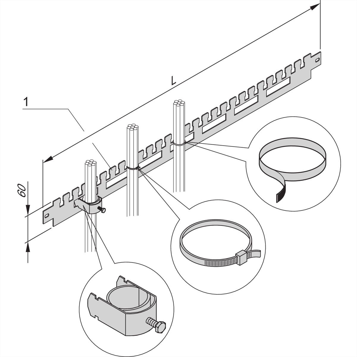 SCHROFF Kabelabfangschiene für die Schranktiefe - KABELABFANGSCHIENE 1100T(2X)