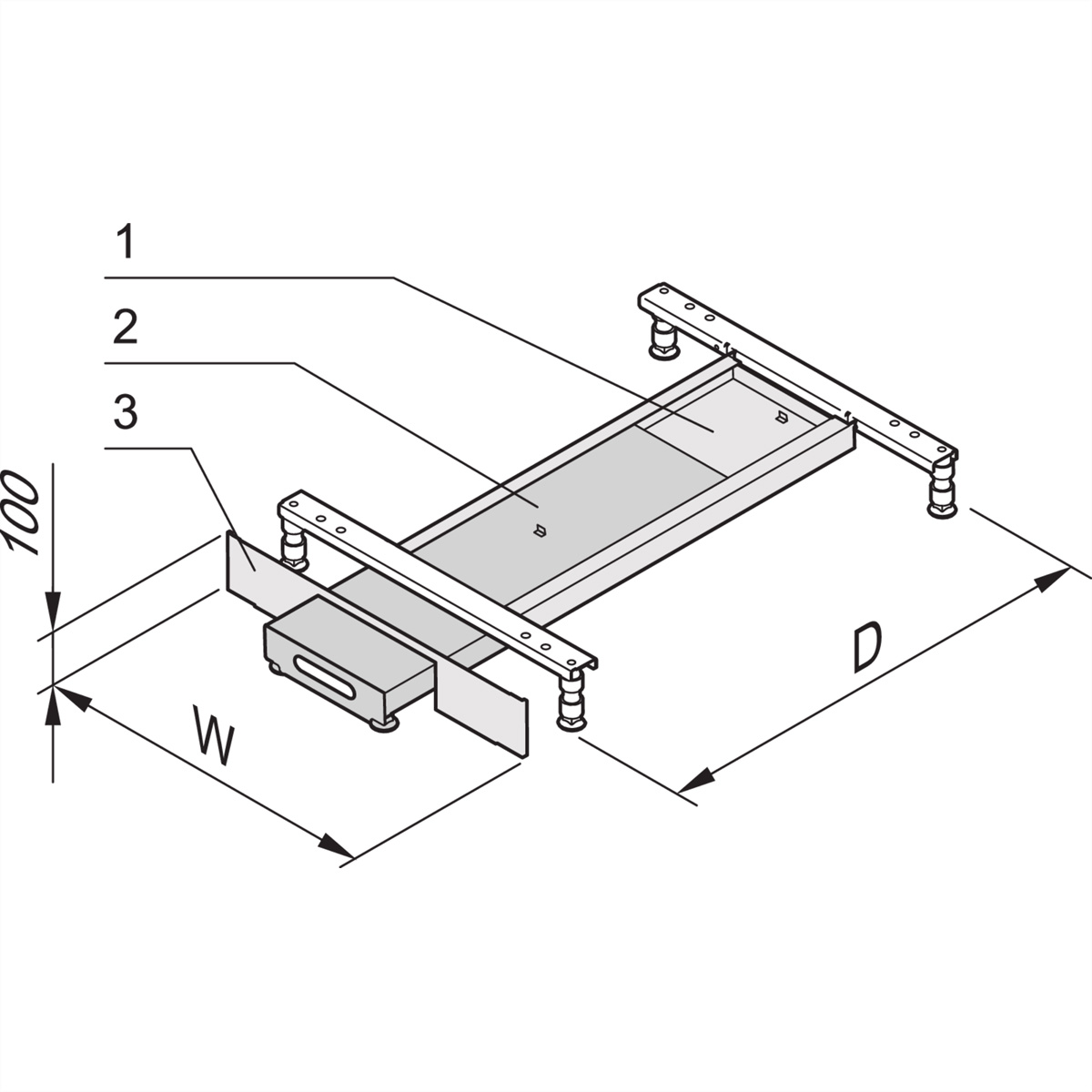 SCHROFF Kippschutz ausziehbar - KIPPSCHUTZ 600B 1200T RAL7021 Varistar