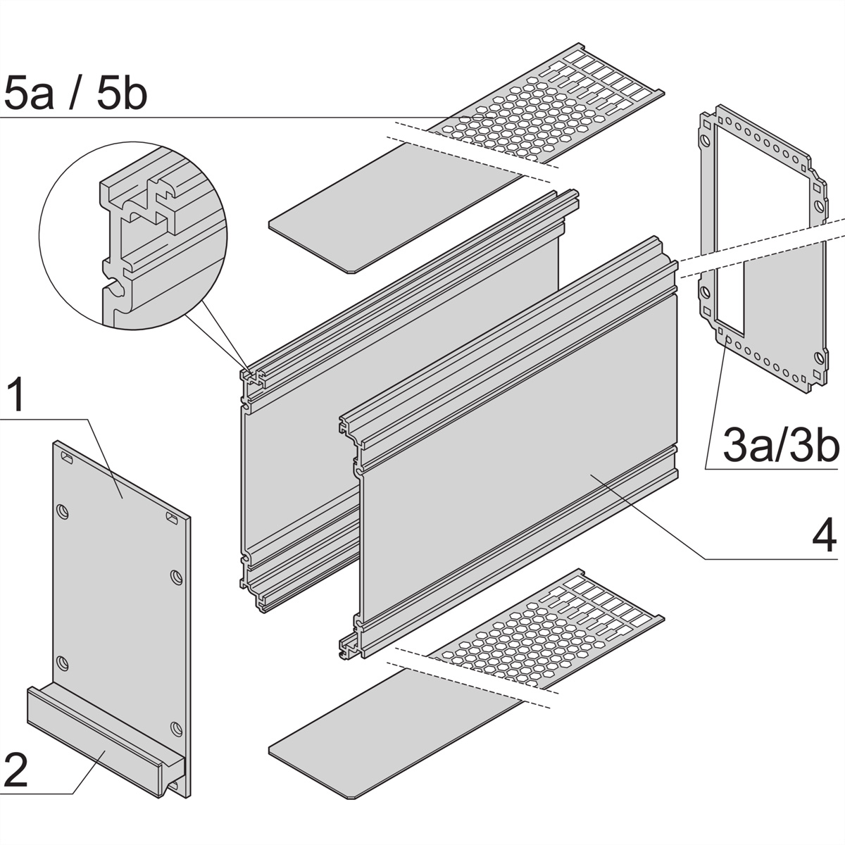 SCHROFF Kassetten PRO 3 HE-Bausätze, Frontplatte ungeschirmt - KAS S1 FS 3HE 10TE 167T