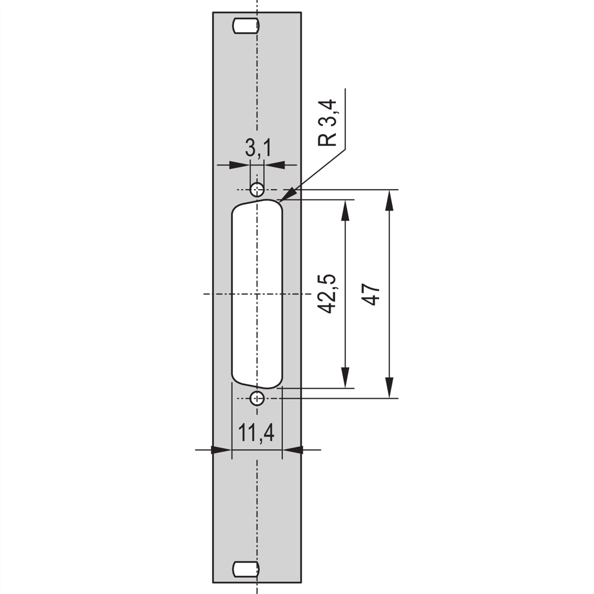 SCHROFF Frontplatte SUB-D Ausbruch - TEILFRONTPL.3HE 4TE 1X25 DC 19