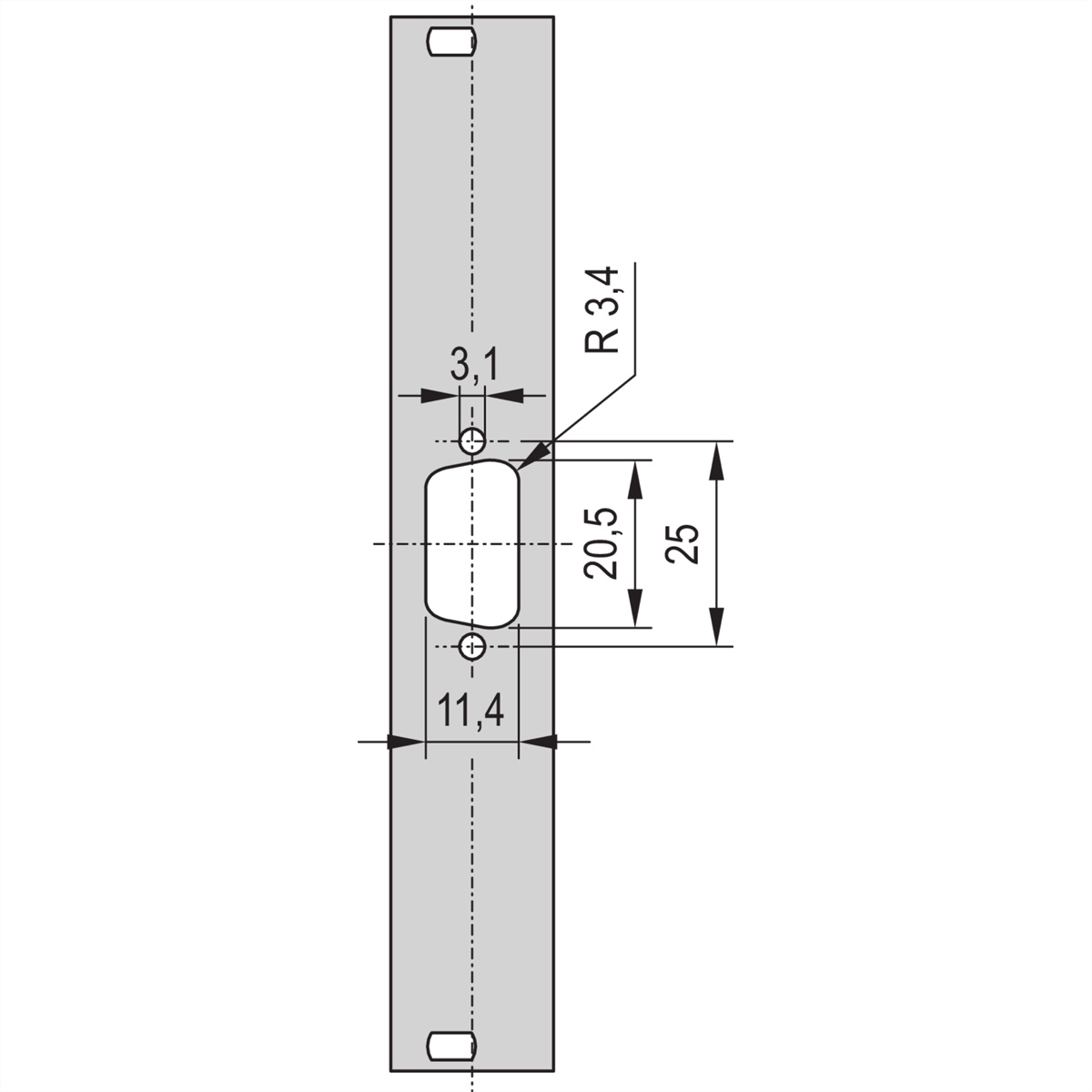 SCHROFF Frontplatte SUB-D Ausbruch - TEILFRONTPL.3HE 4TE 1X9 DC 19