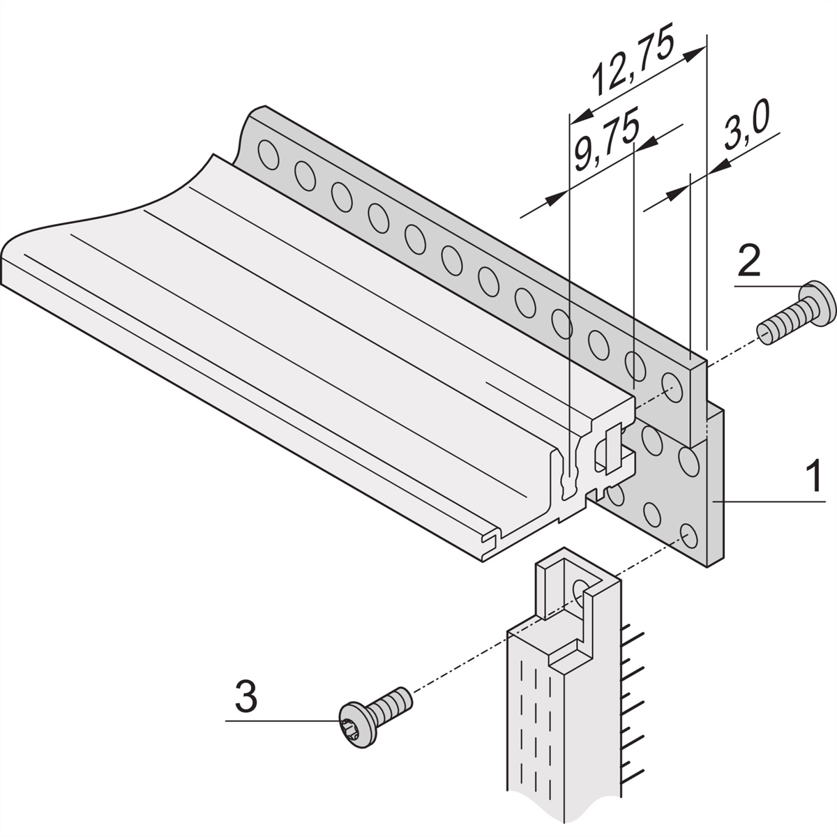 SCHROFF Z-Schiene für Steckverbinder nach EN 60603-2 (DIN 41612) - Z-SCHIENE 40TE F.DIN41612
