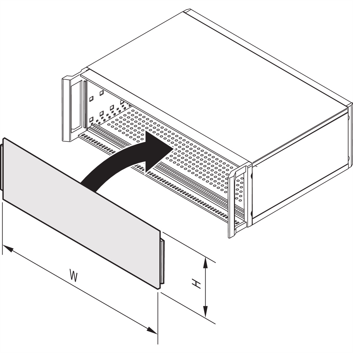 SCHROFF Gesamtfrontplatte, gesteckt, ungeschirmt - FRONTPLATTE 3HE 63TE EL/CHR Ratiopac PRO