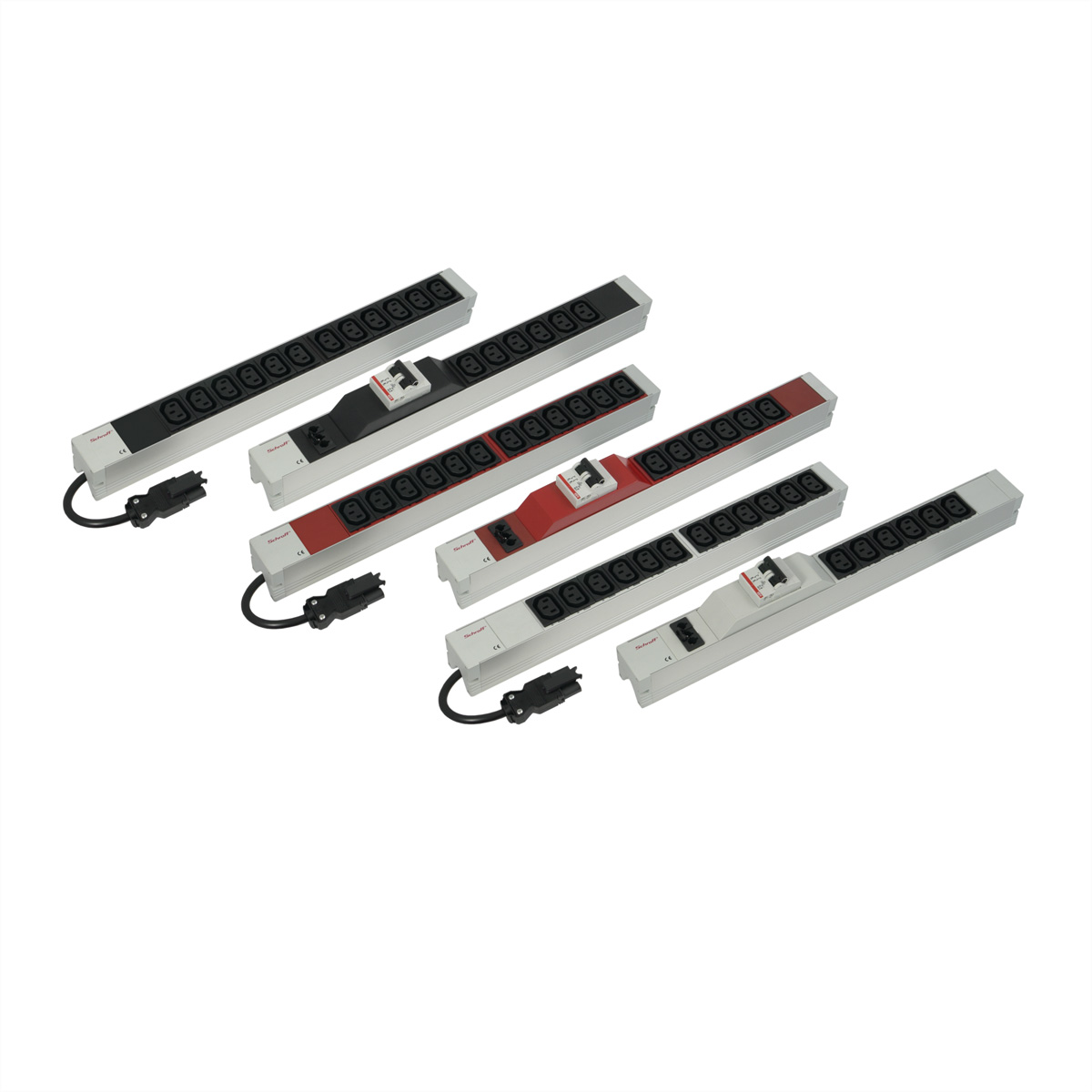 SCHROFF IEC-Steckdosenleiste mit Wieland Anschluss - STECKDL.12XIEC60320 C13 ROT Steckdosenleiste