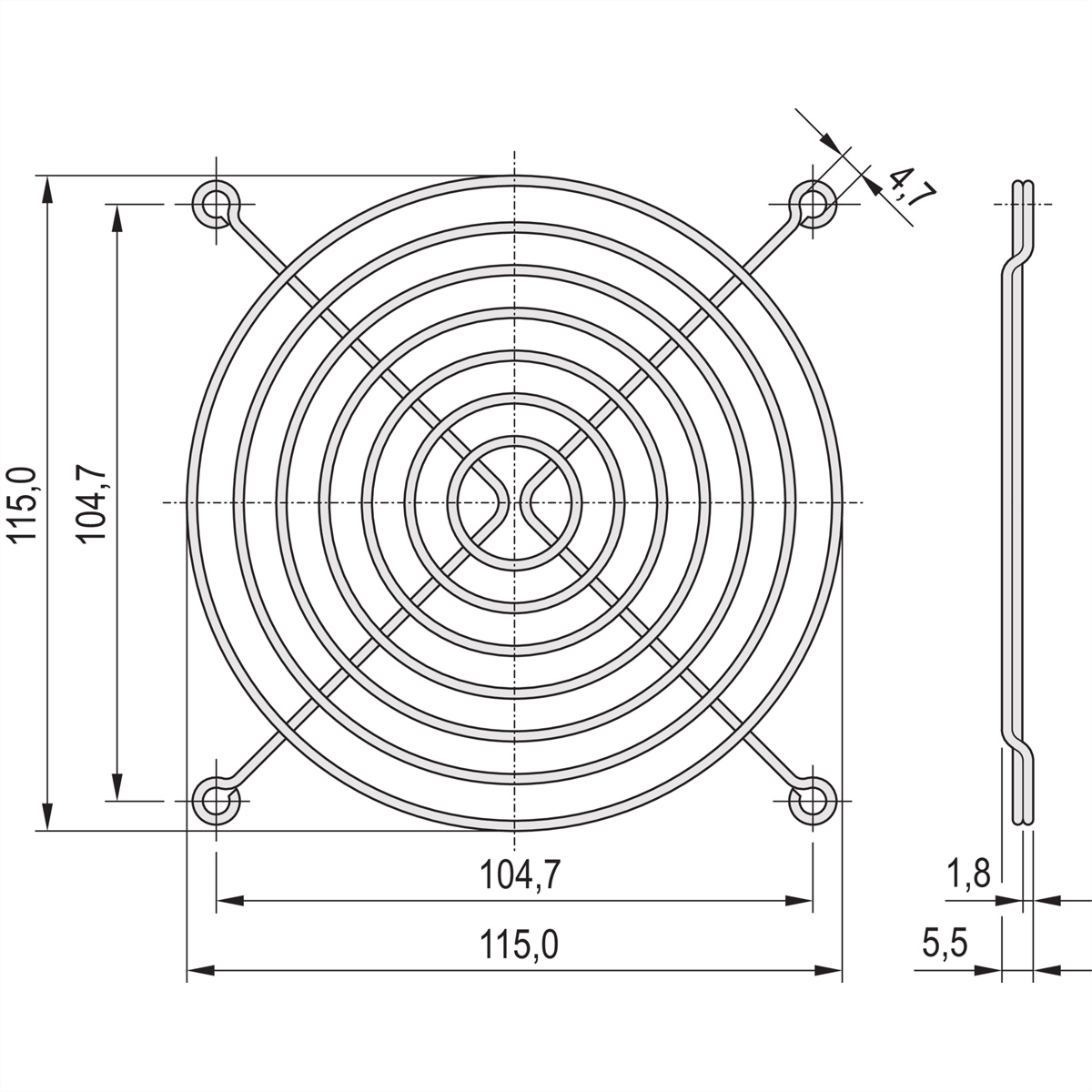 SCHROFF Schutzgitter, Metall, zum Anschrauben - SCHUTZGITTER(METALL)ANSCHRAU.