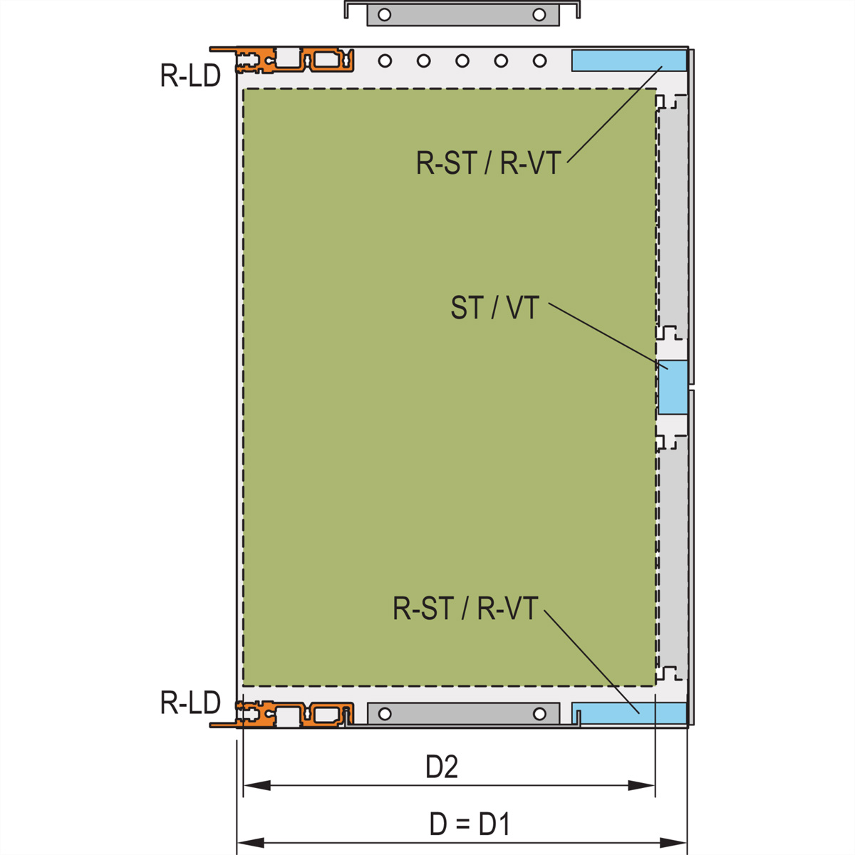 SCHROFF SEITENWD.R 6HE 235T (2ST)