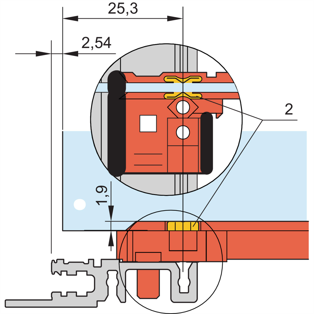 SCHROFF Führungsschiene Typ Zubehör, PC, 280 mm, 24568381 (BILD2)
