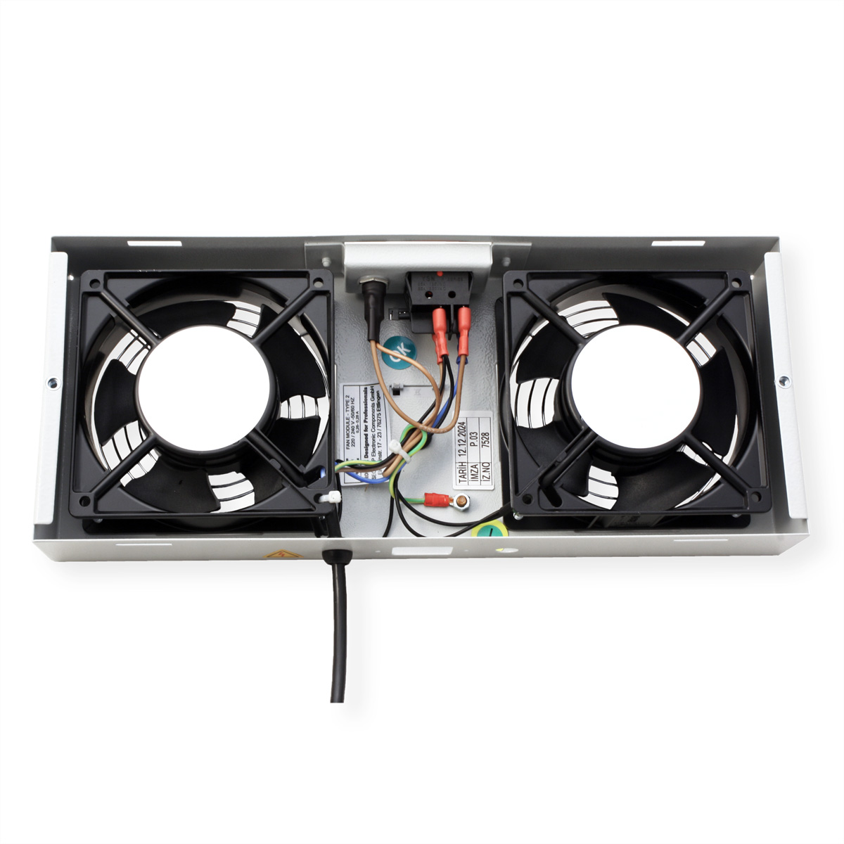 ROLINE Lüftereinheit 2 Lüfter, für 19-Zoll Wandgehäuse grau, Thermostat