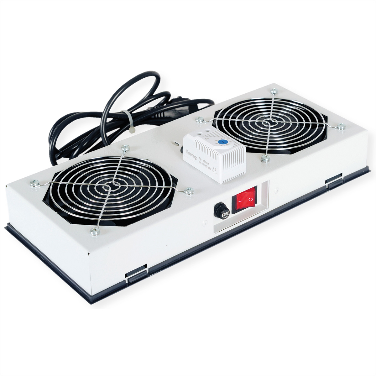 ROLINE Lüftereinheit 2 Lüfter, für 19-Zoll Wandgehäuse grau, Thermostat