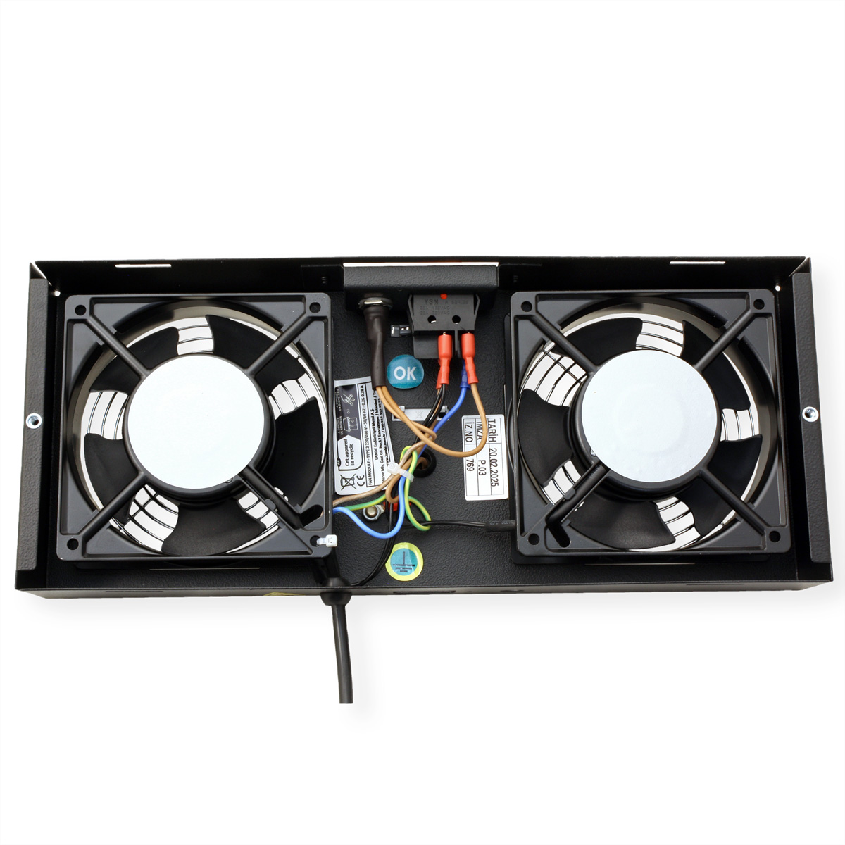 ROLINE Lüftereinheit 2 Lüfter, für 19-Zoll Wandgehäuse schwarz, Thermostat