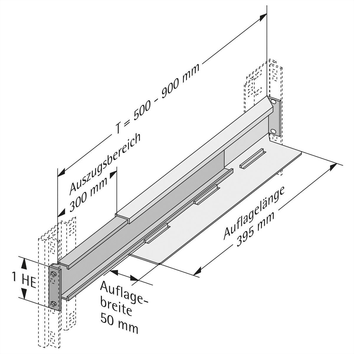 APRA GRUPPE APRA Gleitschienen tiefenvariabel T90,0cm 35,43 Zoll bis 50kg 1 Paar 26518957