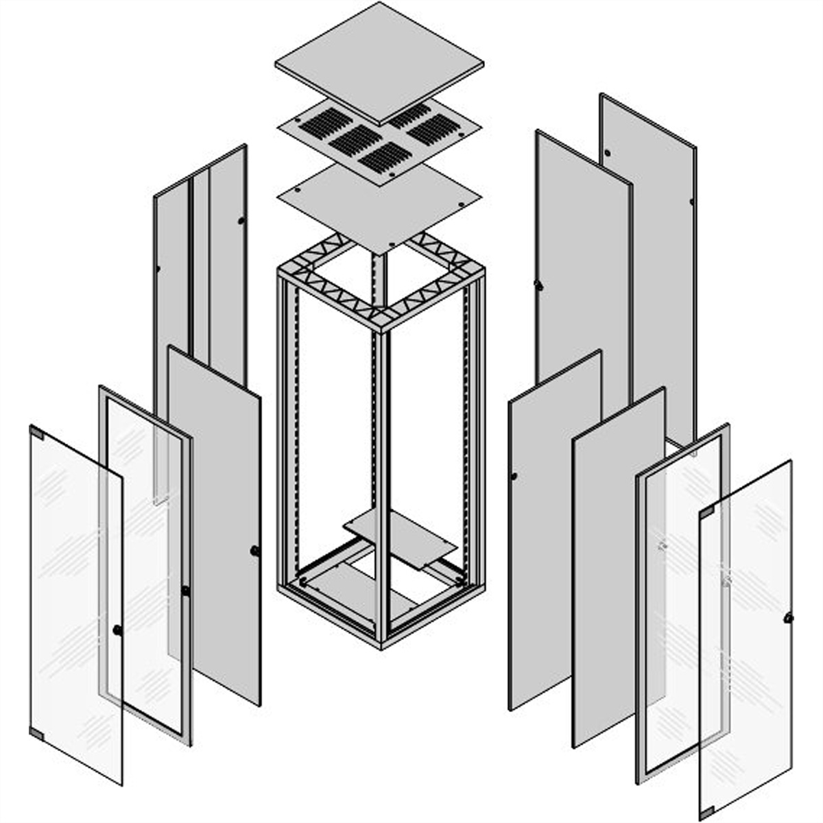 SCHROFF Stahltür, geschlossen, mit Montagerahmen - TUER 1200H 600B IP20 RAL7035