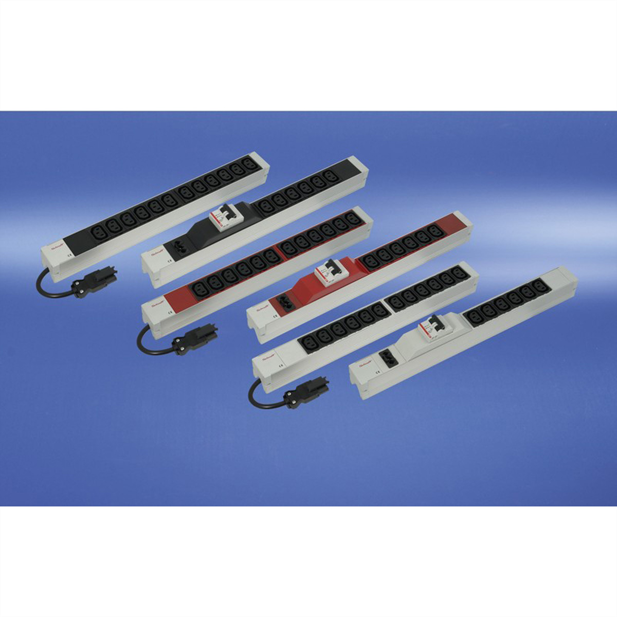 SCHROFF IEC-Steckdosenleiste mit Wieland Anschluss - STECKDL.12XIEC60320 C13 ROT