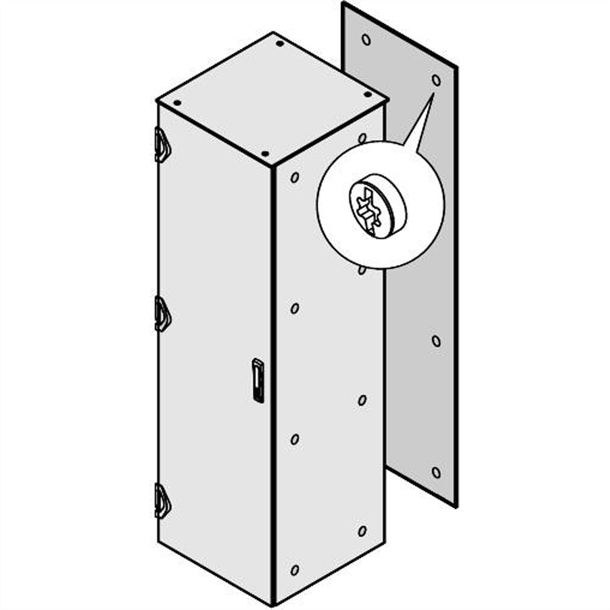 SCHROFF Rückwand, geschraubt, IP 55 - RWD 1200H 600B IP55 RAL 7035