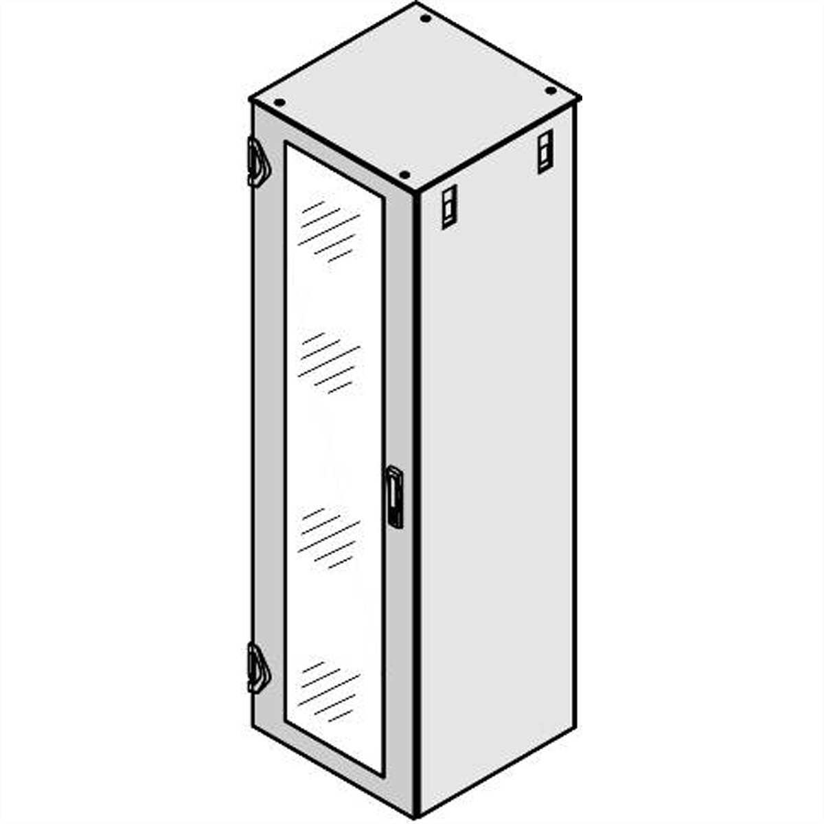 SCHROFF Glastür IP 20, 1-Punkt-Verriegelung - TUER 1200H 600B GLAS RAL7035