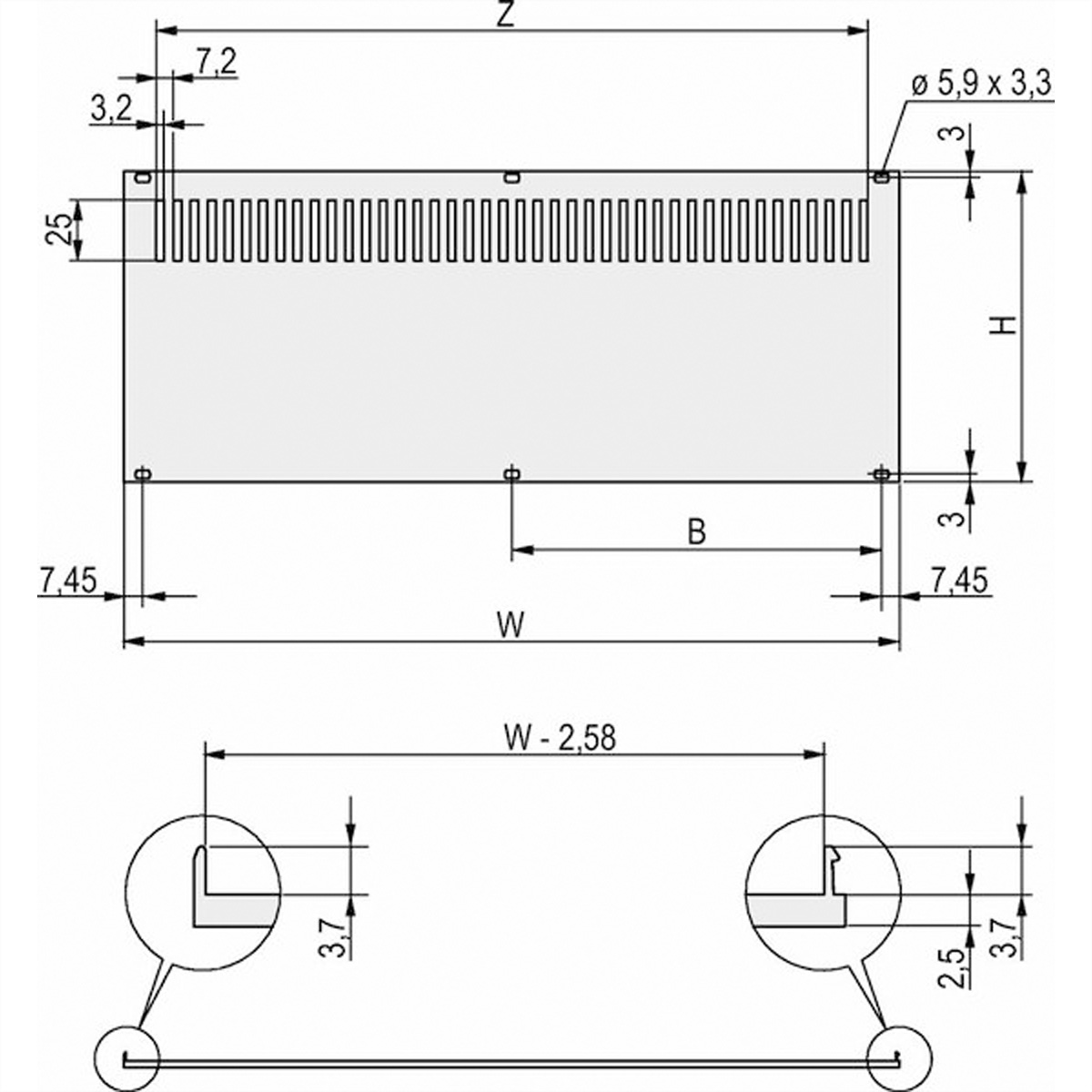 SCHROFF Rückwand, perforiert, zur Montage an - HF 3HE 20848633 (BILD2)