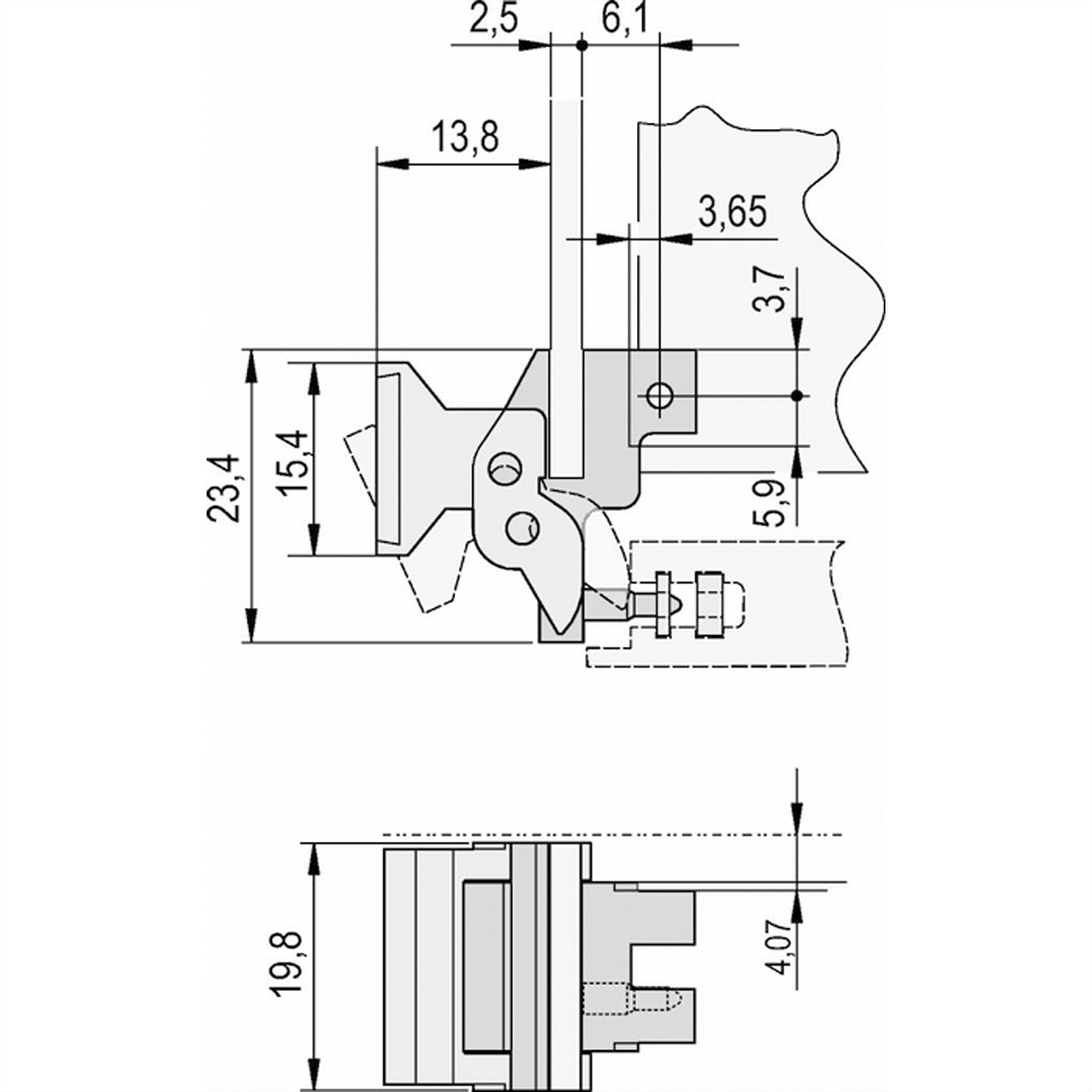 SCHROFF Aushebegriff in Trapezform, Typ 2 - TRAPEZGRIFF LP RAL9005 10STK