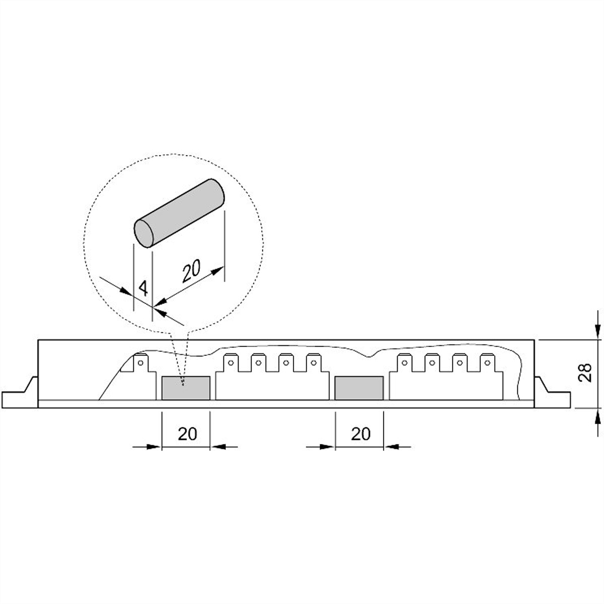 SCHROFF Isolieranschlag für Stromschiene 1 ... 4-polig - PVC-TRENNSTEG F.LEITER 10ST