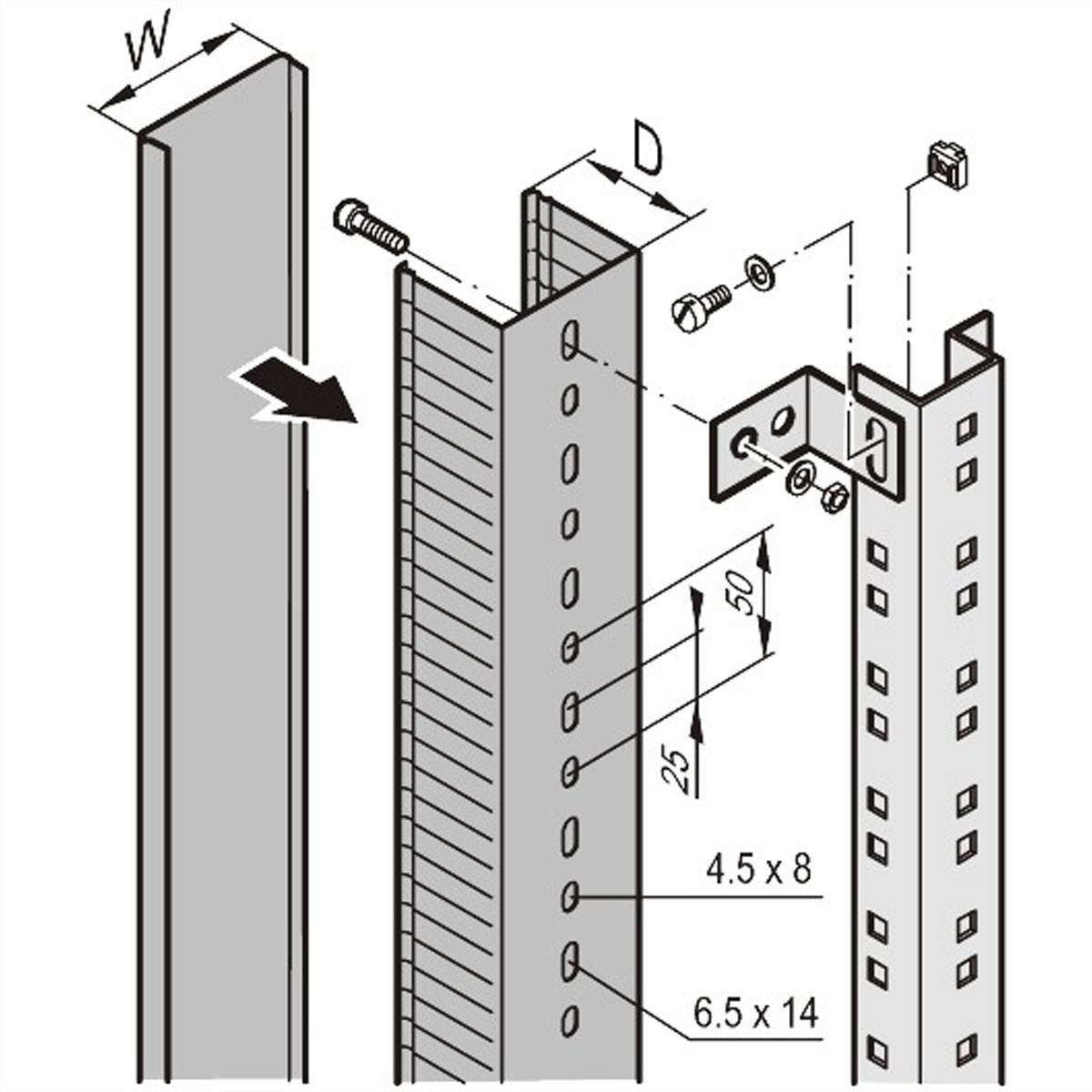SCHROFF Kabelkanal - KABELKANAL BA6 66X66MM (2M)